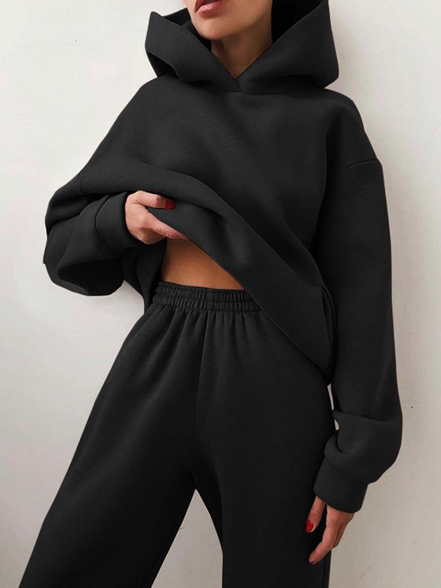 Women's Casual Hooded Sweater Two-piece Suit Clothes Hoodie Tracksuit