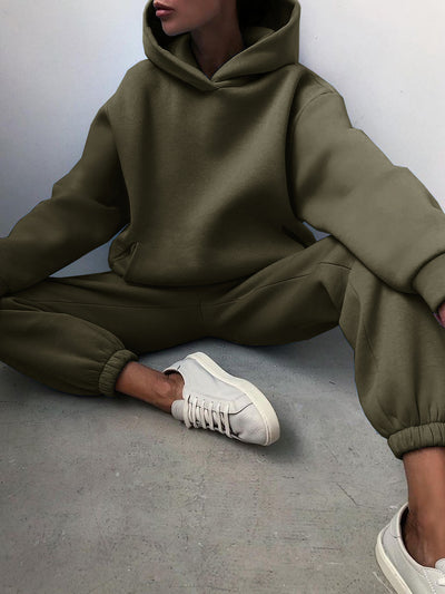Women's Casual Hooded Sweater Two-piece Suit Clothes Hoodie Tracksuit
