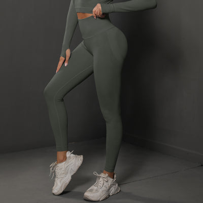 High Waist Seamless Yoga Pants Women's Solid Color Full Length Leggings Fitness Hip Up Running Sport Gym Legging Outfits
