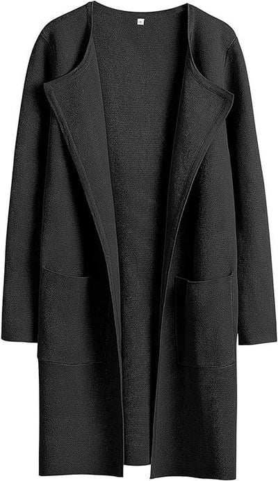 Women's Woolen Coat With Pockets Autumn And Winter Temperament  Slim Fit Mid Length Jacket Comfortable Casual Lapel Coats