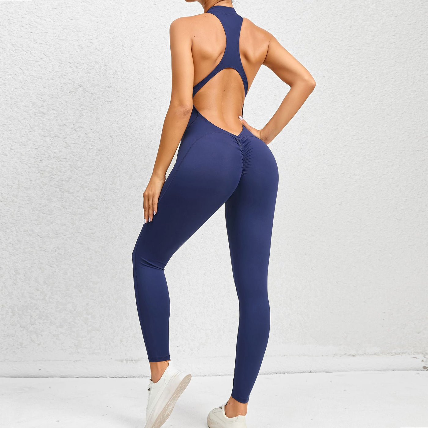 Zippered Yoga Fitness Jumpsuit Sleeveless Tummy Control Stretch Shapewear Butt Lifting Sportswear Women Fashion Outfits Clothing