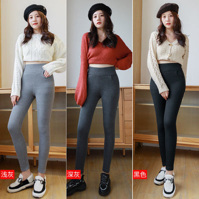 Lamb fleece and thickened outer wear extra thick O-grain fleece plus-size slim autumn and winter bottom warm cotton pants women