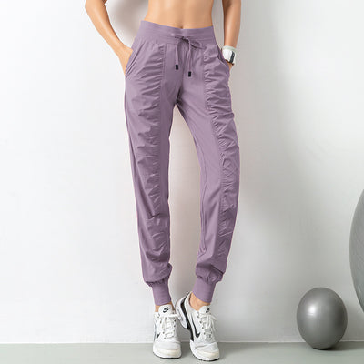 Fashion Casual Sports Pants For Women Loose Legs Drawstring High Waist Trousers With Pockets Running Sports Gym Fitness Yoga Pants