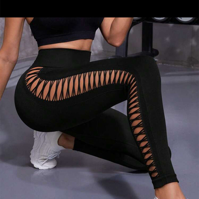 Hollow Tie Dye Printed Yoga Pants High Waist Butt Lift Seamless Sports Gym Fitness Leggings Slim Pants For Women Tight Trousers