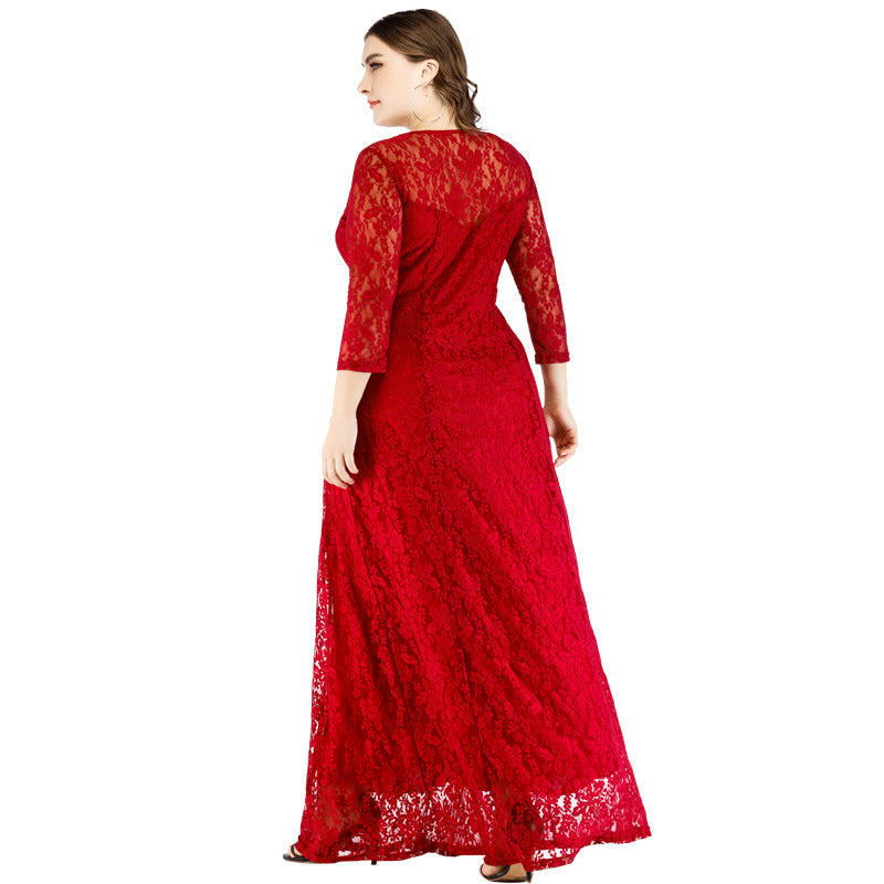 Sleeve Long Skirt Amazon Middle East Lace Dress