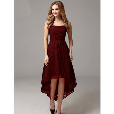 Temperament Lace Wrapped Chest Solid Color Slim Tail Cocktail Dress