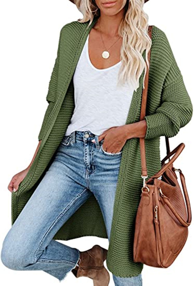 New Medium Long Knitting Cardigan Sweater Is Casual And Loose
