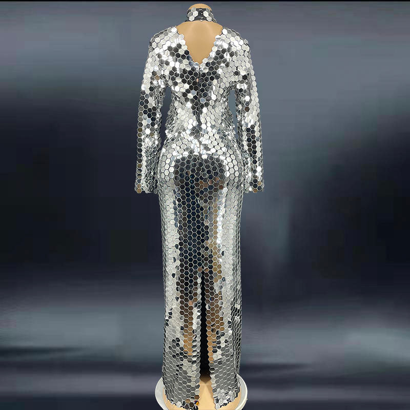 Rhinestone Sequin Party Women's Cocktail Dress Long