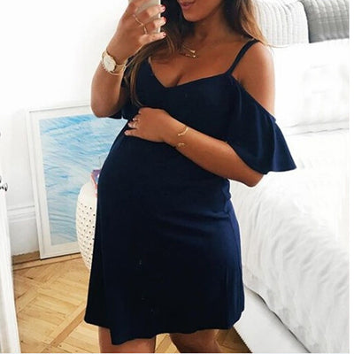 Pregnancy-Dress Maternity-Solid Dresses