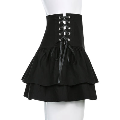 High Waist Bandage Mini Skirt Dark Gothic Punk