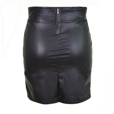Plus Size Women's High Waist Bag Hip Bust Faux Leather Skirt