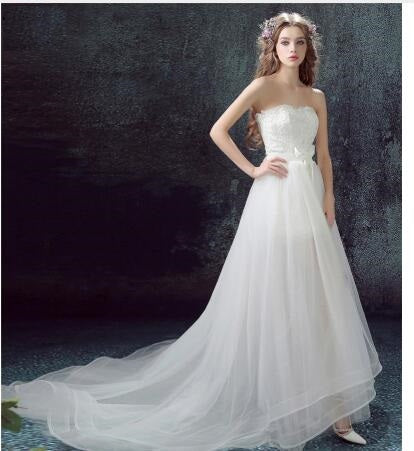 Detachable Skirt Mermaid Tulle Lace Appliques Short Wedding Dress