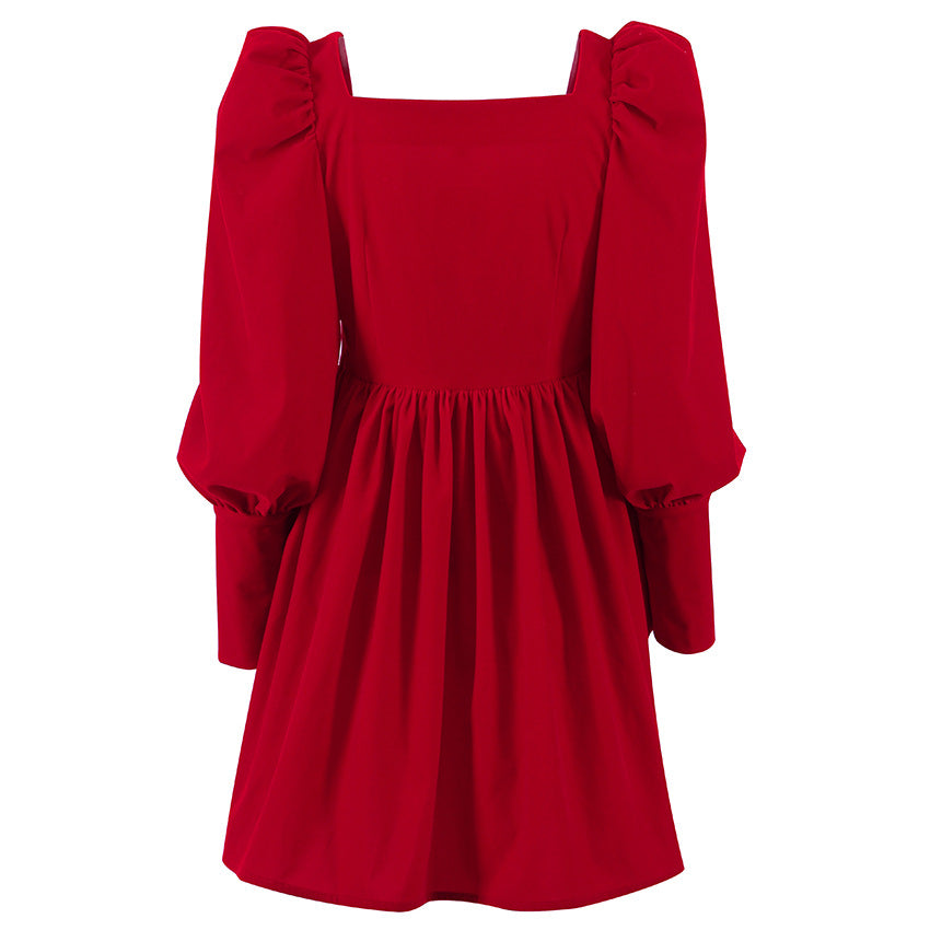 Velvet Red Cocktail Dress European And American A-line Skirt