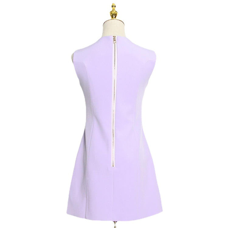 Elegant Light Purple Button Detachable Jacket
