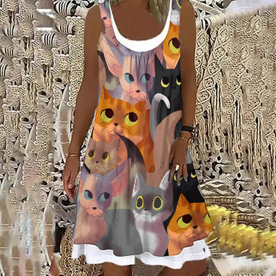 New Spun Cotton 3D Print Tank Dress
