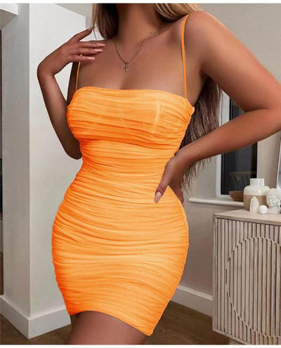 Summer Women Spaghetti Straps Sash Club Party Dresses