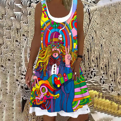 New Spun Cotton 3D Print Tank Dress