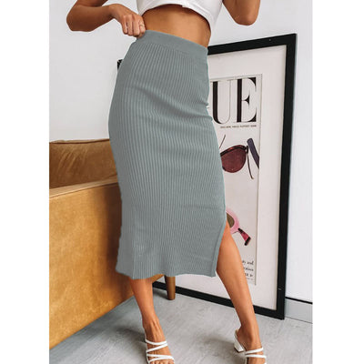 Women Temperament High Waist Irregular Slit Skirt