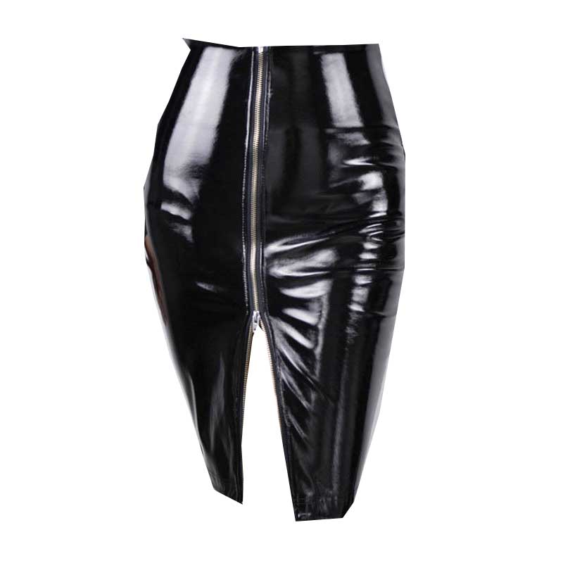 Glossy Mirror PVC Patent Leather High Waist Hip Skirt